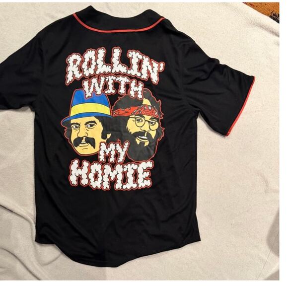 Cheech & Chong “Rollin’ With My Homie” 420 Baseball Jersey-NWOT-Size SM/C-Unisex - Picture 3 of 6